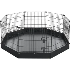 VEVOR Dog Playpen 24 Inch 8 Panels Heavy Duty Exercise Pen with Bottom Pad, Indoor Foldable Metal Pet Fence with Door, Puppy Crate Kennel, Pet Playpen for Dogs, Cats, and Other Small Animals, Black