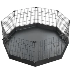 VEVOR Dog Playpen 24 Inch 8 Panels Heavy Duty Exercise Pen with Bottom Pad, Indoor Foldable Metal Pet Fence with Door, Puppy Crate Kennel, Pet Playpen for Dogs, Cats, and Other Small Animals, Black