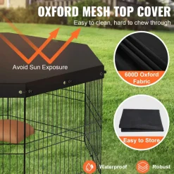 VEVOR Dog Playpen, 8 Panels Foldable Metal Dog Exercise Pen with Top Cover, 24