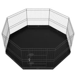 VEVOR Dog Playpen, 8 Panels Foldable Metal Dog Exercise Pen with Bottom Pad, 24" H Pet Fence Puppy Crate Kennel with Ground Stakes, Indoor Outdoor Dog Pen for Small Medium Pets, for Camping, Yard