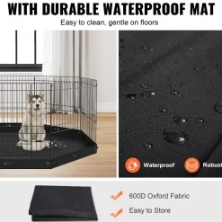 VEVOR Dog Playpen, 8 Panels Foldable Metal Dog Exercise Pen with Bottom Pad, 24