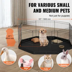 VEVOR Dog Playpen, 8 Panels Foldable Metal Dog Exercise Pen with Bottom Pad, 24