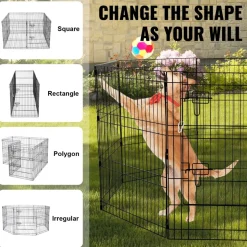 VEVOR Dog Playpen, 8 Pcs 30"H x 24"W Panels Foldable Metal Pet Exercise Pen, Dog Fence Indoor and Outdoor Pen with Door, Bottom Pad and Top Cover, Pet Playpen for Dogs, Cats, Other Small Animals
