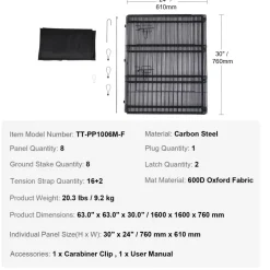 VEVOR Dog Playpen, 8 Pcs 30"H x 24"W Panels Foldable Metal Pet Exercise Pen, Dog Fence Indoor and Outdoor Pen with Door, 600D Oxford Fabric Bottom Pad, Pet Playpen for Dogs, Cats, Other Small Animals