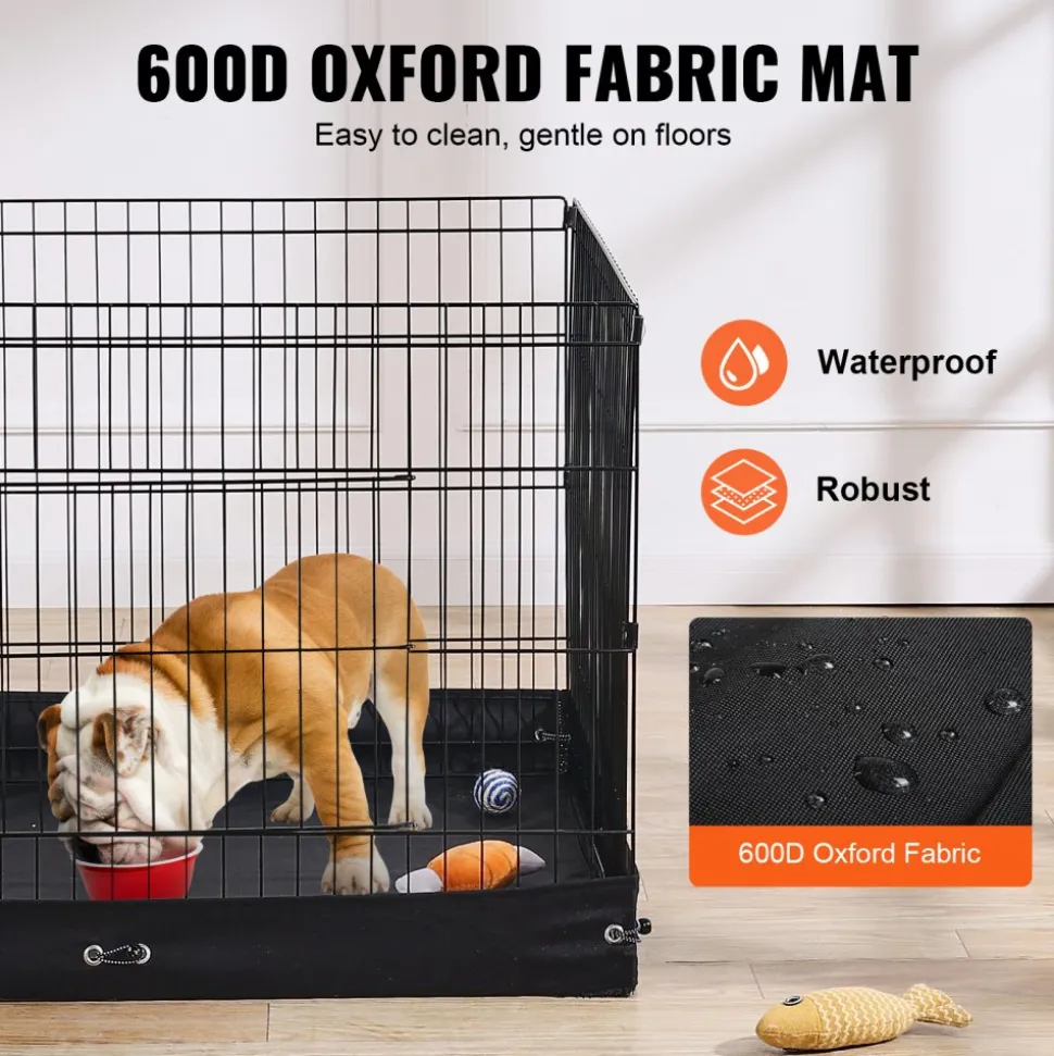 VEVOR Dog Playpen, 4 Pcs 24 x 36 in Panels Foldable Metal Pet Exercise Pen, Dog Fence Indoor and Outdoor Pen with Door and 600D Oxford Fabric Bottom Pad, for Dogs, Cats and Other Small Animals