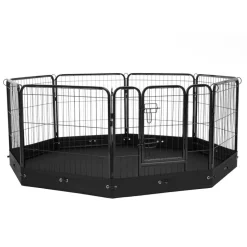 VEVOR Dog Playpen, 8 Pcs 24 x 24 in Panels Foldable Metal Pet Exercise Pen, Dog Fence Indoor and Outdoor Pen with Door, Storage Bag and Bottom Pad, Pet Playpen for Dogs, Cats and Other Small Animals