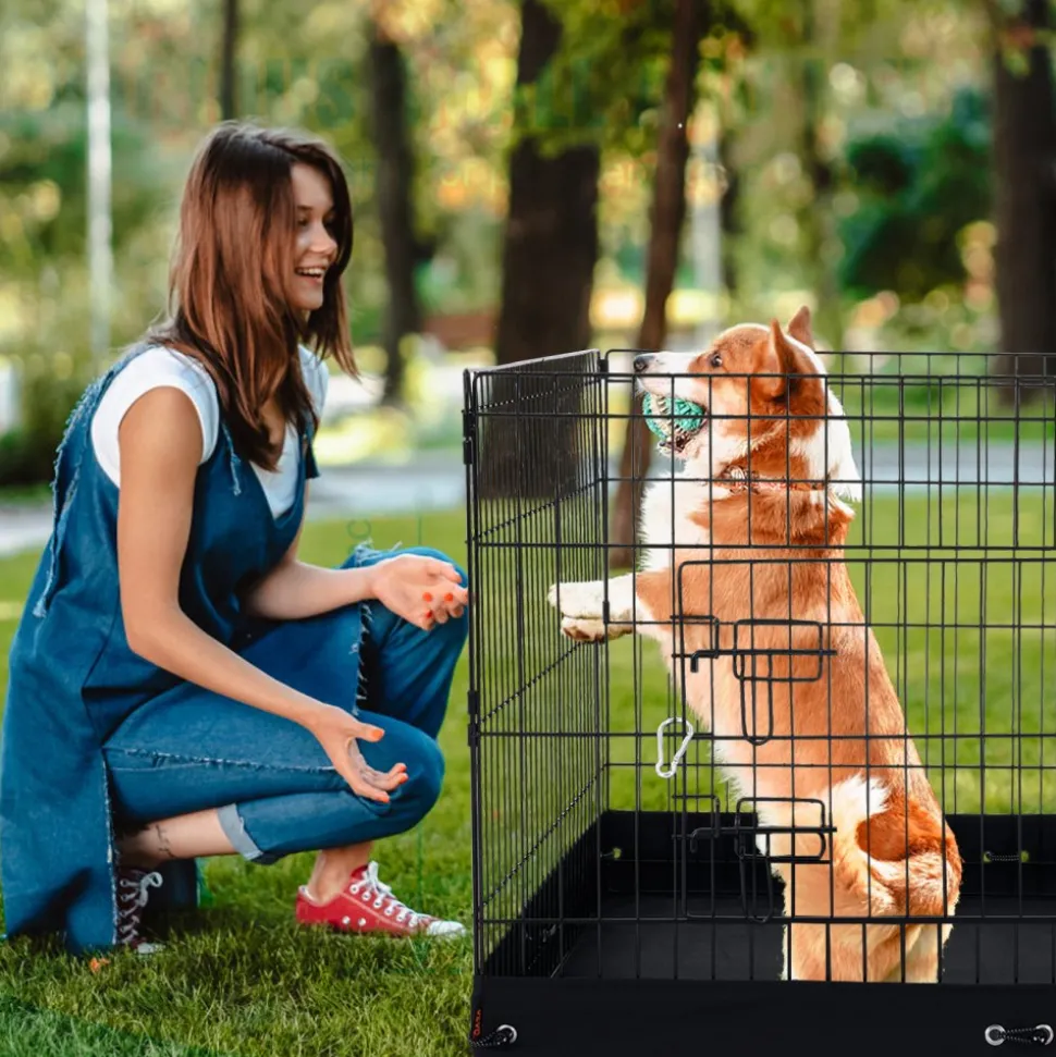 VEVOR Dog Playpen, 8 Pcs 24 x 24 in Panels Foldable Metal Pet Exercise Pen, Dog Fence Indoor and Outdoor Pen with Door, Storage Bag, Top Cover and Bottom Pad, for Dogs, Cats and Other Small Animals
