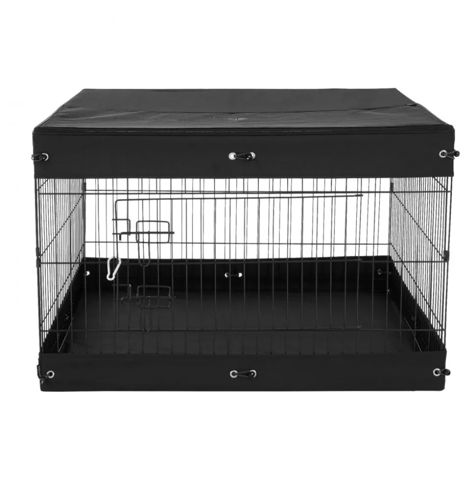VEVOR Dog Playpen, 8 Pcs 24 x 24 in Panels Foldable Metal Pet Exercise Pen, Dog Fence Indoor and Outdoor Pen with Door, Storage Bag, Top Cover and Bottom Pad, for Dogs, Cats and Other Small Animals