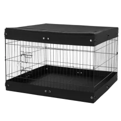 VEVOR Dog Playpen, 8 Pcs 24 x 24 in Panels Foldable Metal Pet Exercise Pen, Dog Fence Indoor and Outdoor Pen with Door, Storage Bag, Top Cover and Bottom Pad, for Dogs, Cats and Other Small Animals