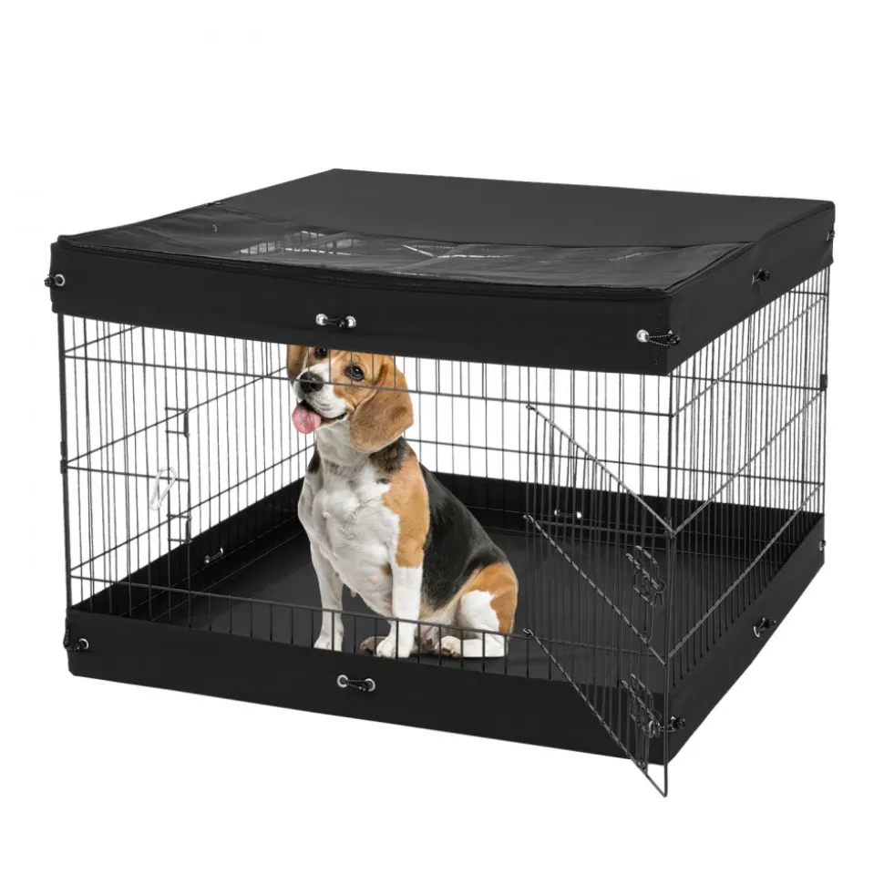 VEVOR Dog Playpen, 8 Pcs 24 x 24 in Panels Foldable Metal Pet Exercise Pen, Dog Fence Indoor and Outdoor Pen with Door, Storage Bag, Top Cover and Bottom Pad, for Dogs, Cats and Other Small Animals