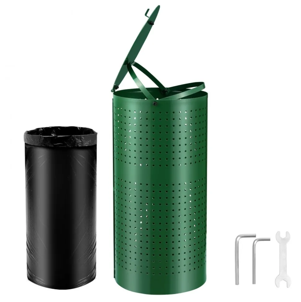 VEVOR Dog Poop Trash Can with 50 Liner Bags, 11.5 Gallons Outdoor Dog Waste Bin with Lid & Liner Clip for Pet Waste Station, Dog Waste Disposal Container for Garden Backyard Park
