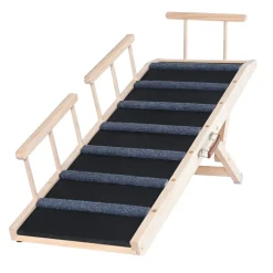 VEVOR Dog Ramp, Folding Pet Ramp for Bed, Adjustable Dog Ramp for Small, Large, Old Dogs & Cats, Wooden Pet Ramp with 47.2