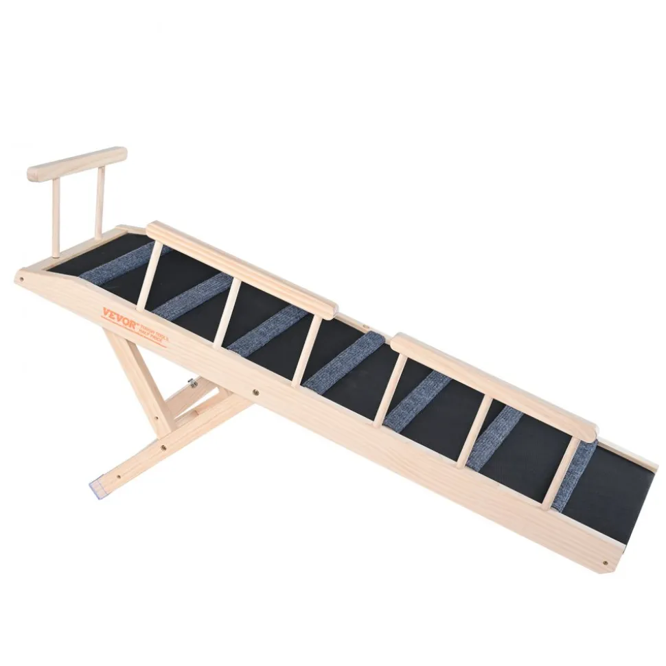 VEVOR Dog Ramp, Folding Pet Ramp for Bed, Adjustable Dog Ramp for Small, Large, Old Dogs & Cats, Wooden Pet Ramp with 47.2" Long Ramp, Adjustable from 13.8" to 27.6", Suitable for Couch, Sofa, Car