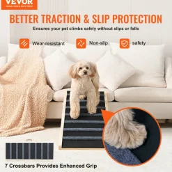 VEVOR Dog Ramp, Folding Pet Ramp for Bed, Adjustable Dog Ramp for Small, Large, Old Dogs & Cats, Wooden Pet Ramp with 39.3" Long Ramp, Adjustable from 15" to 22", Suitable for Couch, Sofa, Car