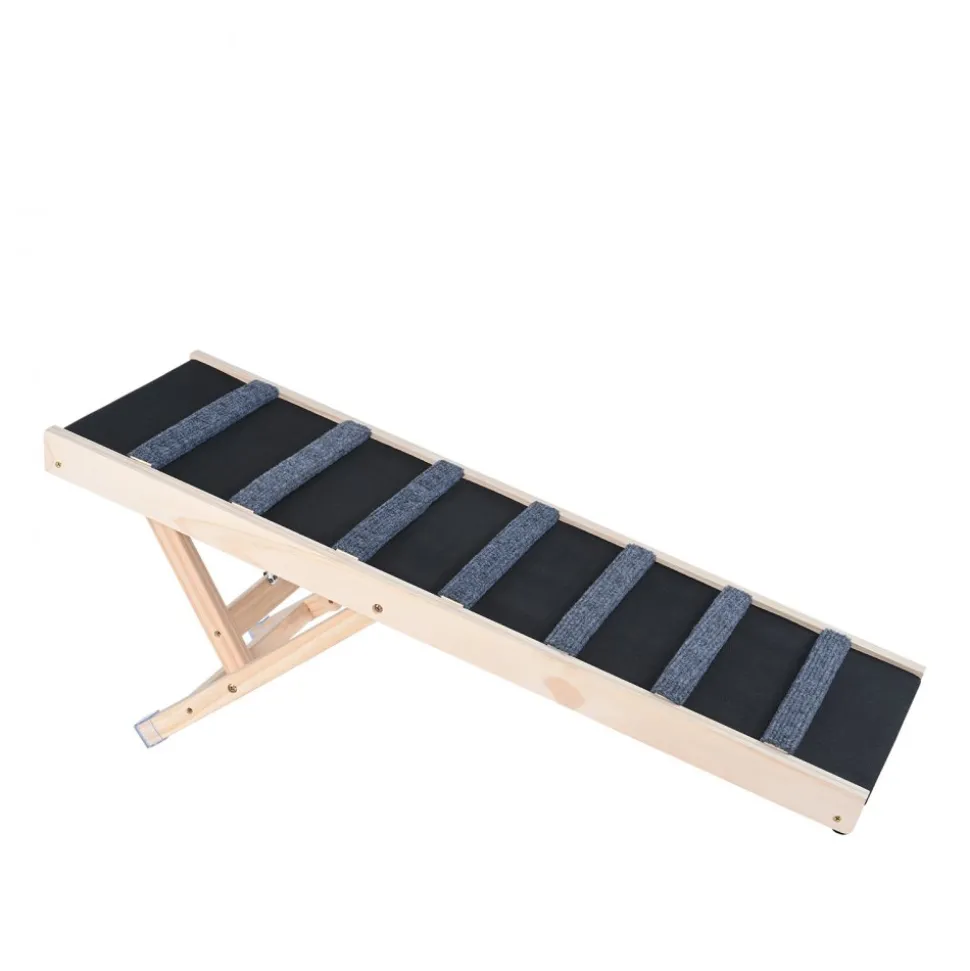 VEVOR Dog Ramp, Folding Pet Ramp for Bed, Adjustable Dog Ramp for Small, Large, Old Dogs & Cats, Wooden Pet Ramp with 39.3" Long Ramp, Adjustable from 15" to 22", Suitable for Couch, Sofa, Car