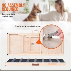VEVOR Dog Ramp, Folding Pet Ramp for Bed, Adjustable Dog Ramp for Small, Large, Old Dogs & Cats, Wooden Pet Ramp with 39.3