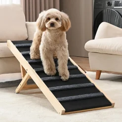 VEVOR Dog Ramp, Folding Pet Ramp for Bed, Adjustable Dog Ramp for Small, Large, Old Dogs & Cats, Wooden Pet Ramp with 39.3
