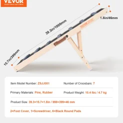 VEVOR Dog Ramp, Folding Pet Ramp for Bed, Adjustable Dog Ramp for Small, Large, Old Dogs & Cats, Wooden Pet Ramp with 39.3