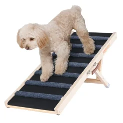 VEVOR Dog Ramp, Folding Pet Ramp for Bed, Adjustable Dog Ramp for Small, Large, Old Dogs & Cats, Wooden Pet Ramp with 39.3