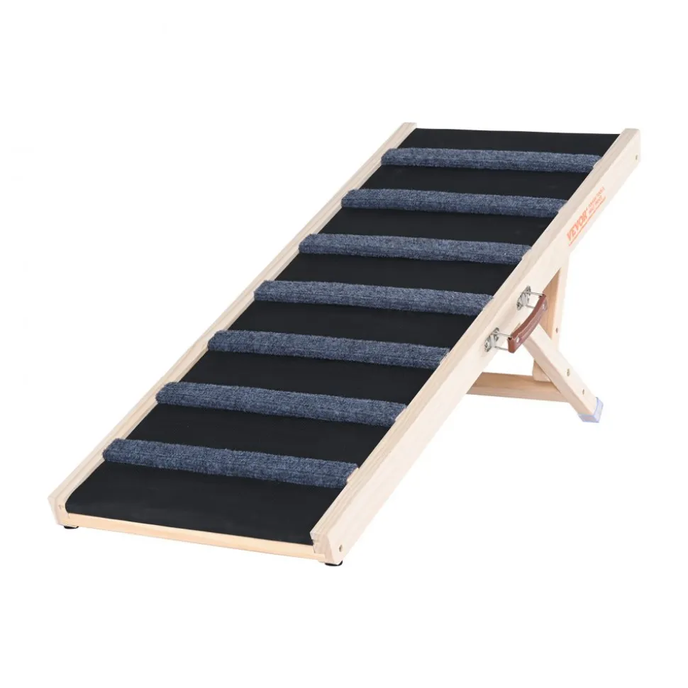 VEVOR Dog Ramp, Folding Pet Ramp for Bed, Adjustable Dog Ramp for Small, Large, Old Dogs & Cats, Wooden Pet Ramp with 39.3" Long Ramp, Adjustable from 15" to 22", Suitable for Couch, Sofa, Car