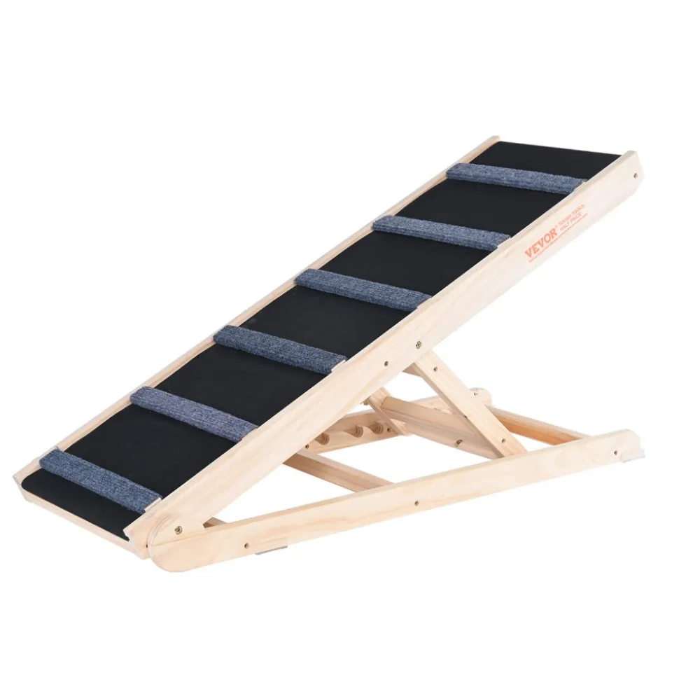 VEVOR Dog Ramp, Folding Pet Ramp for Bed, Adjustable Dog Ramp for Small, Large, Old Dogs & Cats, Wooden Pet Ramp with 41.3" Long Ramp, Adjustable from 13.77" to 25.59", Suitable for Couch, Sofa, Car