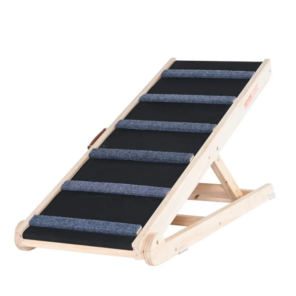 VEVOR Dog Ramp, Folding Pet Ramp for Bed, Adjustable Dog Ramp for Small, Large, Old Dogs & Cats, Wooden Pet Ramp with 41.3" Long Ramp, Adjustable from 13.77" to 25.59", Suitable for Couch, Sofa, Car