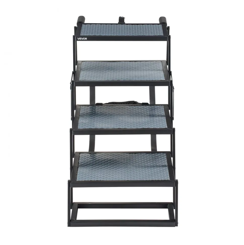 VEVOR Dog Stairs for Car, 4 Steps Extra Wide Foldable Dog Ramp for Large Dogs with Non-Slip Surface, Portable Lightweight Pet Stairs Ladder for Car, SUV, Truck, High Bed, Sofa, Support up to 400 lbs
