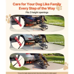 VEVOR Dog Stairs for Car, 4 Steps Extra Wide Foldable Dog Ramp for Large Dogs with Non-Slip Rug Surface, Portable Lightweight Pet Ladder for Car, SUV, Truck, High Beds, Sofas, Support up to 200 lbs