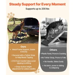 VEVOR Dog Stairs for Car, 4 Steps Extra Wide Foldable Dog Ramp for Large Dogs with Non-Slip Rug Surface, Portable Lightweight Pet Ladder for Car, SUV, Truck, High Beds, Sofas, Support up to 200 lbs