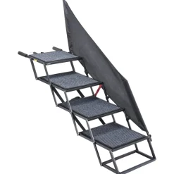 VEVOR Dog Stairs for Car, 4 Steps Extra Wide Foldable Dog Ramp for Large Dogs with Non-Slip Rug Surface, Portable Lightweight Pet Ladder for Car, SUV, Truck, High Beds, Sofas, Support up to 400 lbs