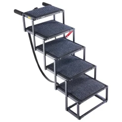 VEVOR Dog Stairs for Car, 5 Steps Extra Wide Foldable Dog Ramp for Large Dogs with Non-Slip Rug Surface, Portable Lightweight Pet Ladder for Car, SUV, Truck, High Beds, Sofas, Support up to 200 lbs