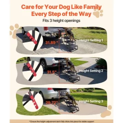 VEVOR Dog Stairs for Car, 5 Steps Extra Wide Foldable Dog Ramp for Large Dogs with Non-Slip Rug Surface, Portable Lightweight Pet Ladder for Car, SUV, Truck, High Beds, Sofas, Support up to 200 lbs