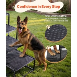 VEVOR Dog Stairs for Car, 4 Steps Extra Wide Foldable Dog Ramp for Large Dogs with Non-Slip Surface, Portable Lightweight Pet Stairs Ladder for Car, SUV, Truck, High Bed, Sofa, Support up to 250 lbs