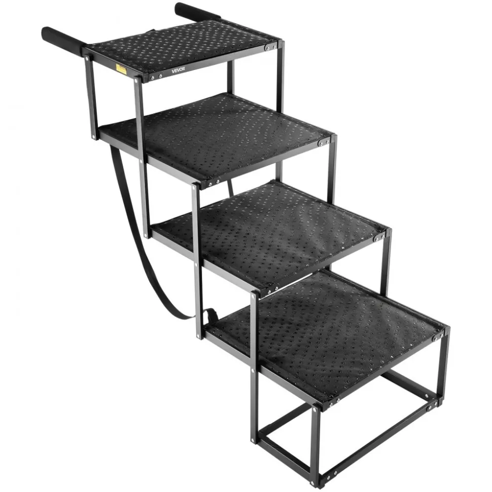 VEVOR Dog Stairs for Car, 4 Steps Extra Wide Foldable Dog Ramp for Large Dogs with Non-Slip Surface, Portable Lightweight Pet Stairs Ladder for Car, SUV, Truck, High Bed, Sofa, Support up to 250 lbs