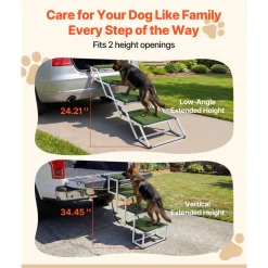 VEVOR Dog Stairs for Car, 4 Steps Extra Wide Foldable Dog Ramp for Large Dogs with Non-Slip Surface, Portable Lightweight Pet Stairs Ladder for Car, SUV, Truck, High Bed, Sofa, Support up to 200 lbs