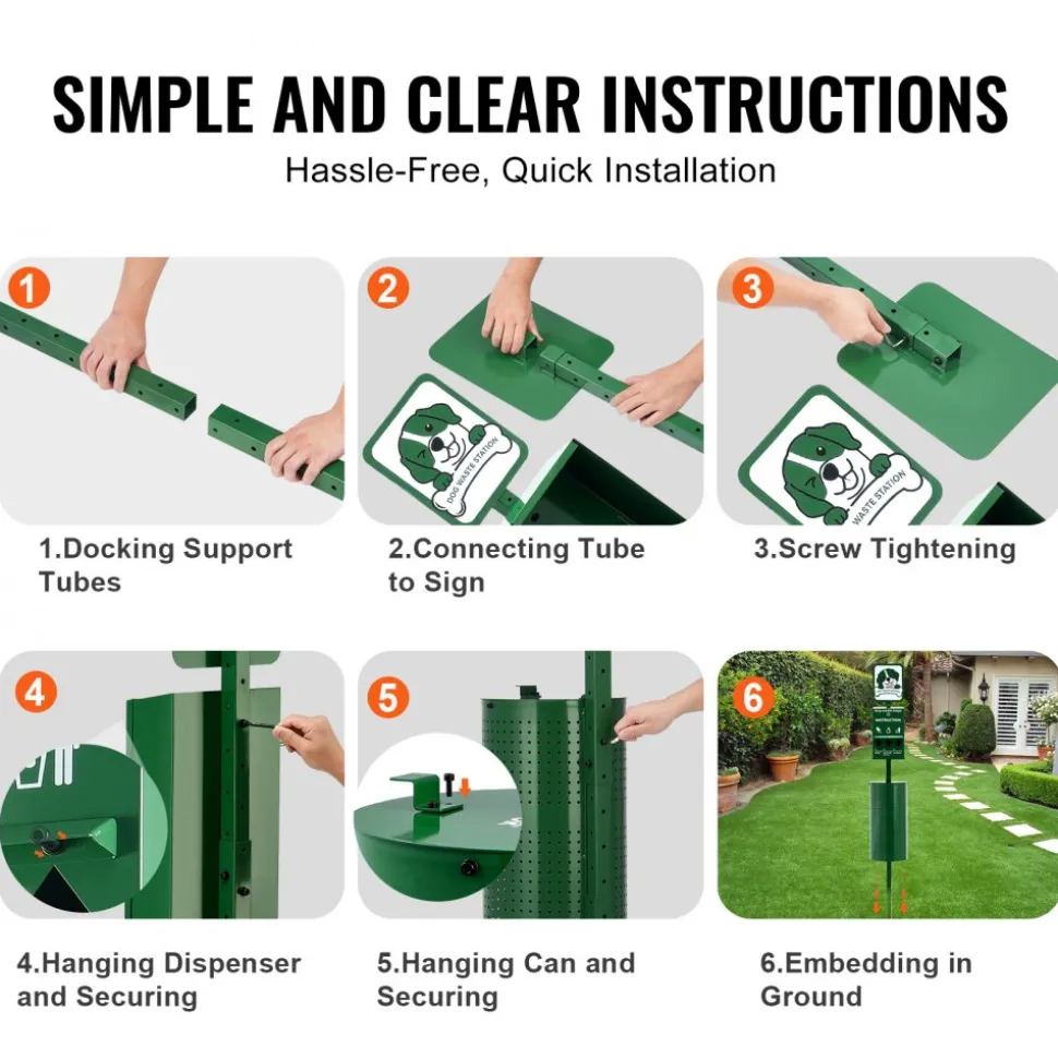 VEVOR Dog Waste Station, Commercial Dog Poop Station, 11.5 Gallons Pet Waste Bin with 50 Can Liners, Bag Dispenser & 600 Waste Bags, Outdoor Dog Waste Disposal System for Backyard