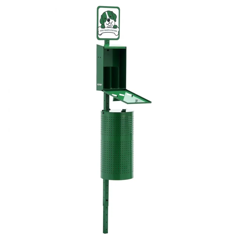 VEVOR Dog Waste Station, Commercial Dog Poop Station, 11.5 Gallons Pet Waste Bin with 50 Can Liners, Bag Dispenser & 600 Waste Bags, Outdoor Dog Waste Disposal System for Backyard