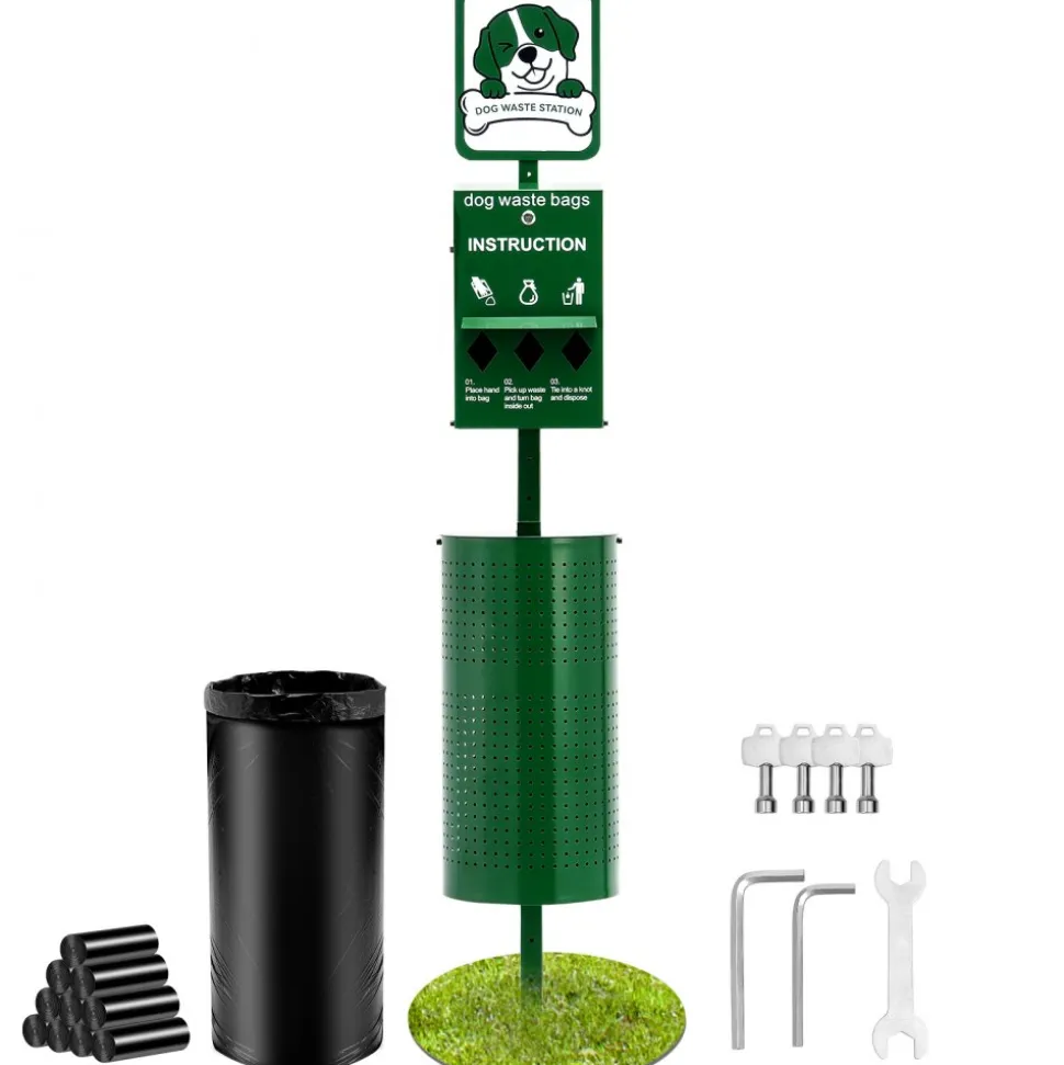 VEVOR Dog Waste Station, Commercial Dog Poop Station, 11.5 Gallons Pet Waste Bin with 50 Can Liners, Bag Dispenser & 600 Waste Bags, Outdoor Dog Waste Disposal System for Backyard