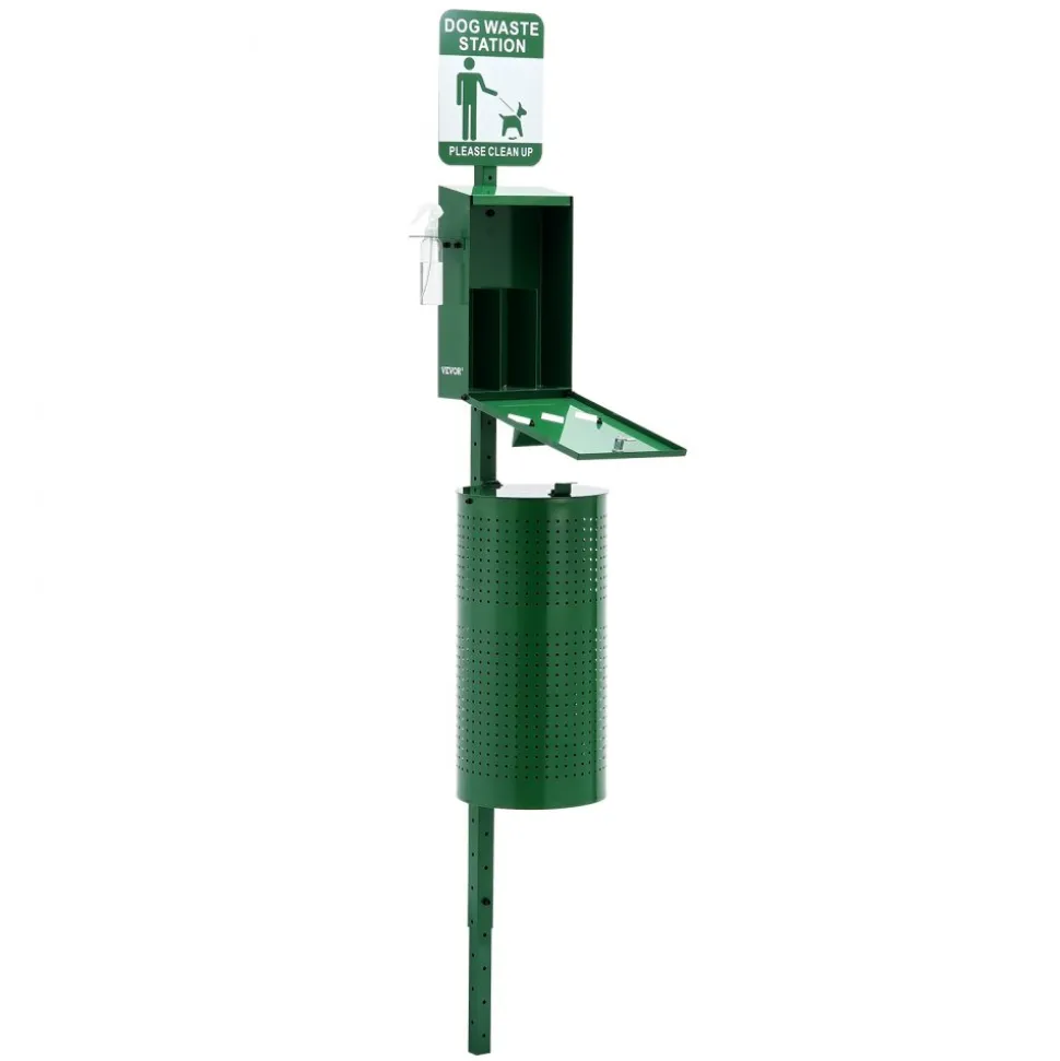 VEVOR Dog Waste Station with Hand Wash Bottle, Commercial Dog Poop Station, 11.5 Gallons Pet Waste Bin with 50 Can Liners, Bag Dispenser & 600 Waste Bags, Outdoor Dog Waste Disposal System for Backyard
