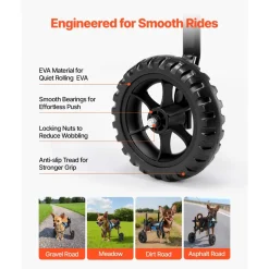 VEVOR Dog Wheelchair for Back Legs, Adjustable 2 Wheels Pet Wheelchair, Lightweight Dog Cart with Shock-Absorbing Wheels, Mobility Support Wheel Chair for Disabled Injured Dogs up to 22lbs , X-Small