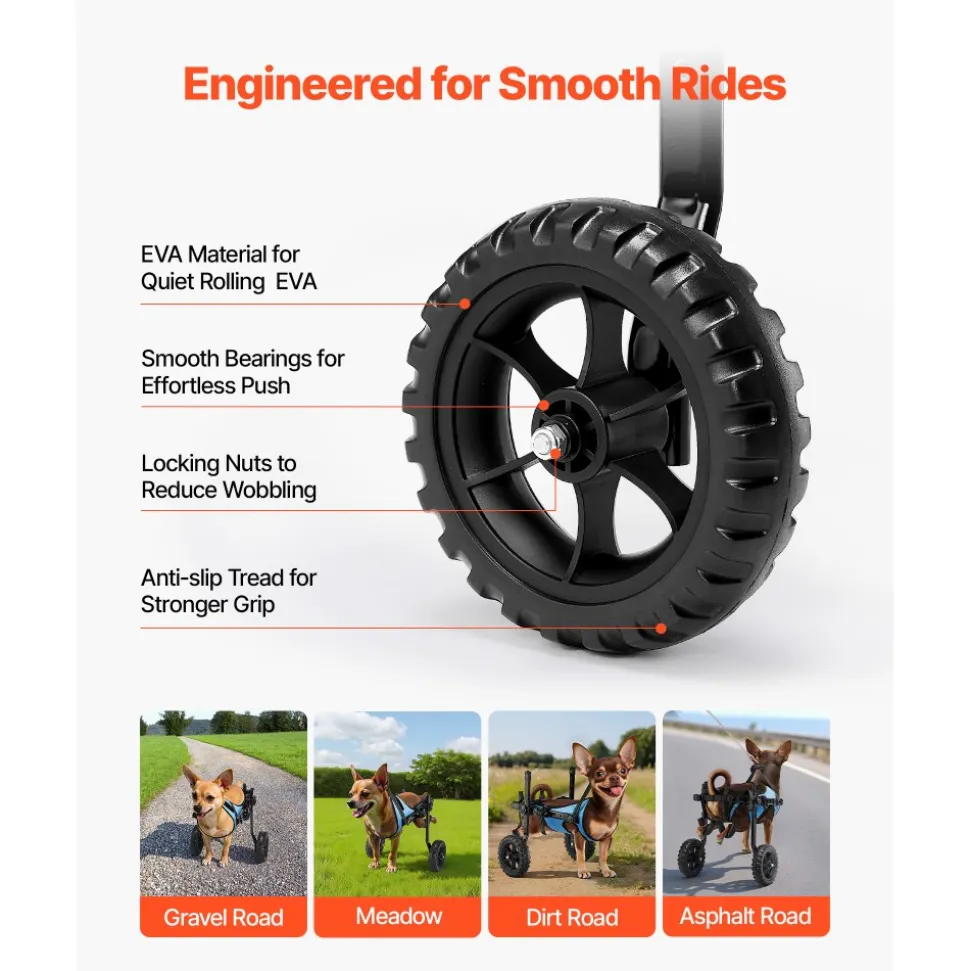 VEVOR Dog Wheelchair for Back Legs, Adjustable 2 Wheels Pet Wheelchair, Lightweight Dog Cart with Shock-Absorbing Wheels, Mobility Support Wheel Chair for Disabled Injured Dogs up to 22lbs , X-Small