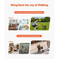VEVOR Dog Wheelchair for Back Legs, Adjustable 2 Wheels Pet Wheelchair, Lightweight Dog Cart with Shock-Absorbing Wheels, Mobility Support Wheel Chair for Disabled Injured Dogs up to 22lbs , X-Small