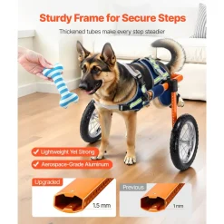 VEVOR Dog Wheelchair for Back Legs, Lightweight 2 Wheels Pet Wheelchair, Height, Width & Length Adjustable, Dog Cart with Shock-Absorbing Wheels, for Injured, Disabled Dogs 48-88 lbs, Large