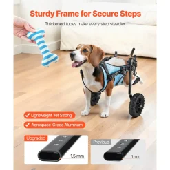 VEVOR Dog Wheelchair for Back Legs, Adjustable 2 Wheels Pet Wheelchair, Lightweight  Dog Cart with Shock-Absorbing Wheels, Mobility Support Wheel Chair for Disabled Injured Dogs up to 22lbs, Small