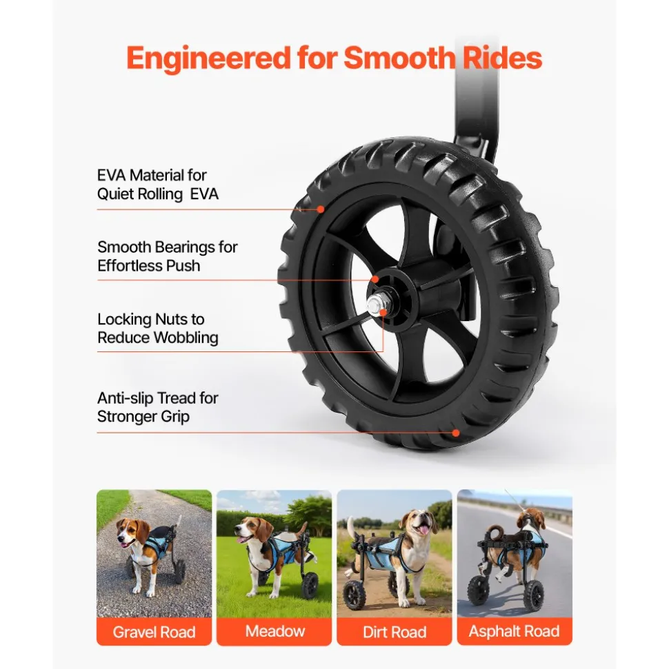 VEVOR Dog Wheelchair for Back Legs, Adjustable 2 Wheels Pet Wheelchair, Lightweight Dog Cart with Shock-Absorbing Wheels, Mobility Support Wheel Chair for Disabled Injured Dogs up to 22lbs, Small