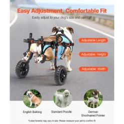 VEVOR Dog Wheelchair for Back Legs, Adjustable 2 Wheels Pet Wheelchair, Lightweight Dog Cart with Shock-Absorbing Wheels, Mobility Support Wheel Chair for Disabled Injured Dogs up to 22lbs, Medium