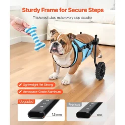 VEVOR Dog Wheelchair for Back Legs, Adjustable 2 Wheels Pet Wheelchair, Lightweight Dog Cart with Shock-Absorbing Wheels, Mobility Support Wheel Chair for Disabled Injured Dogs up to 22lbs, Medium