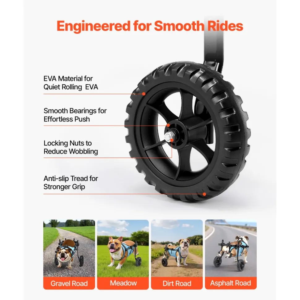 VEVOR Dog Wheelchair for Back Legs, Adjustable 2 Wheels Pet Wheelchair, Lightweight Dog Cart with Shock-Absorbing Wheels, Mobility Support Wheel Chair for Disabled Injured Dogs up to 22lbs, Medium
