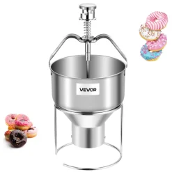 VEVOR Donut Depositor, Large Capacity Manual Donuts Dropper, 304 Stainless Steel Commercial Batter Dispenser, 6 Thicknesses Adjustment Doughnut Hopper with Stand, For Restaurant Cafe Bakery Kitchen