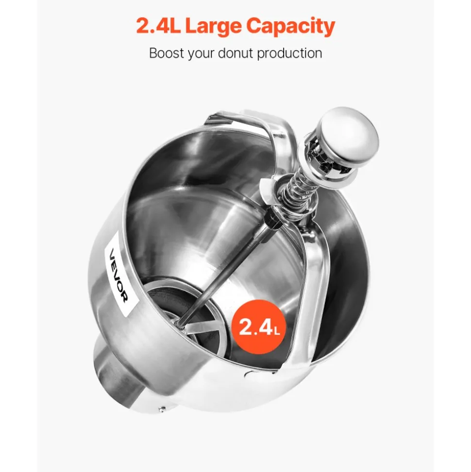 VEVOR Donut Depositor, Large Capacity Manual Donuts Dropper, 304 Stainless Steel Commercial Batter Dispenser, 6 Thicknesses Adjustment Doughnut Hopper with Stand, For Restaurant Cafe Bakery Kitchen